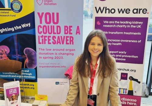 Megan at a Kidney Research UK awareness stand