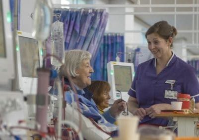 Pivotal trial patient, Mimi Hoare, and nurse, Elizabeth Clarke